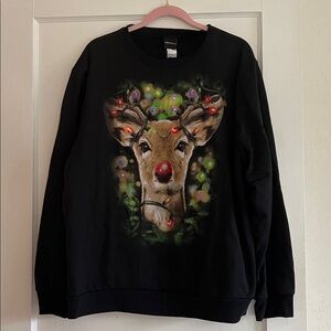 Fifth Sun Black 2XL Sweatshirt With Christmas light